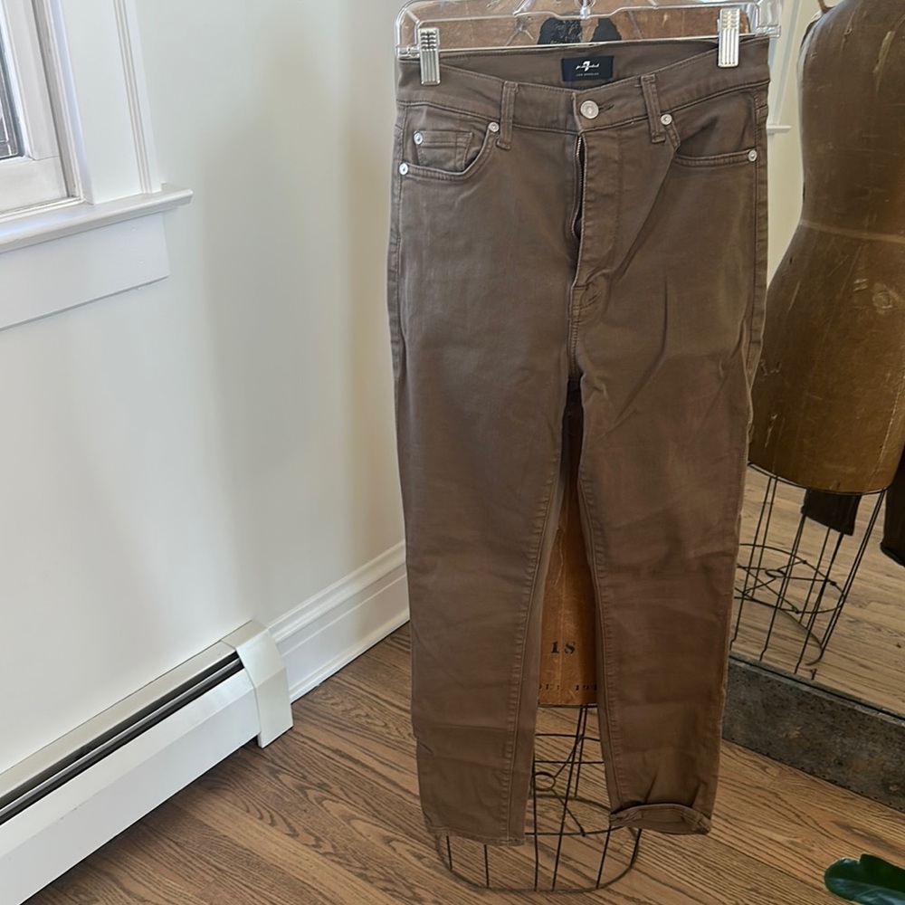 7 For All Mankind Brown Skinny Jeans High Waist